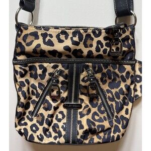 Tyler Rodan Leopard Print Shoulder Bag Black Trim Animal Print Coin Purse Y2K